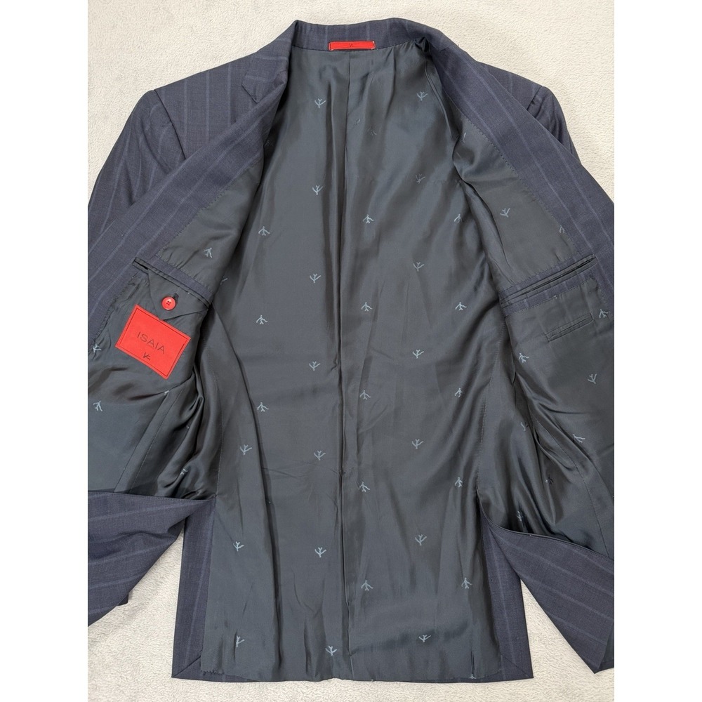 Isaia Napoli Blazer Mens 42R Blue Pinstripes Wool Super 150s Suit Coat Jacket - Picture 6 of 12